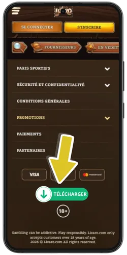 Chicken Road Android - appuyer sur le bouton Télécharger l'APK sur le site mobile du casino