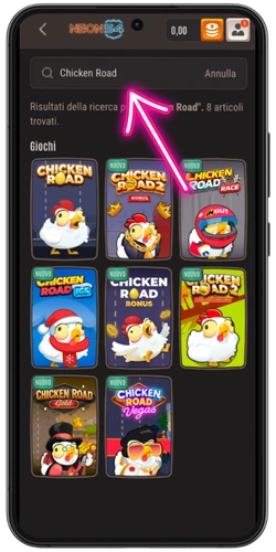 Avvio di Chicken Road sul casinò mobile – risultati di ricerca che mostrano il gioco nella lobby