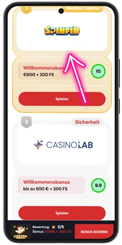 Lizenziertes Partner-Casino Spinfin für Chicken Road auswählen – Willkommensbonus Übersicht