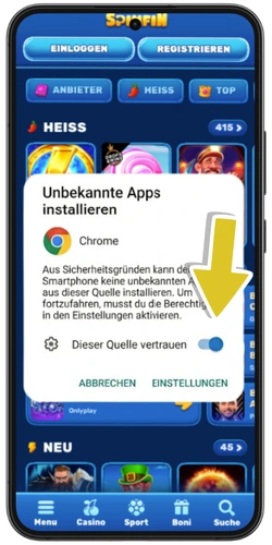 Chicken Road Android – Installation aus unbekannten Quellen in den Android-Einstellungen aktivieren
