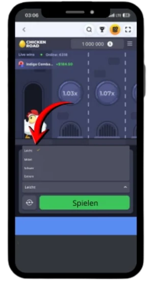 Schwierigkeitsgrad auswählen